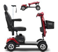 Scooter elettrico a 4 ruote, sedia a rotelle per anziani con portata di 300 libbre, dispositivo staccabile per sedia a rotelle con autonomia massima di 25 miglia,Red