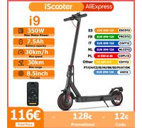 IScooter i9 Scooter elettrico 7.5Ah batteria pieghevole e scooter 30 km/h velocità con controllo App I9