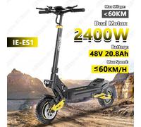Scooter elettrico IE-ES1 per adulti Doppio motore da 2400 W, batteria 48 V 20,8 Ah, display impermeabile, pneumatici extra larghi da 10"/8 cm E-Scooter 2400W Dual Motor 48V 20.8Ah