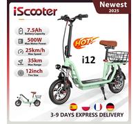 Scooter elettrico iScooter con sedile e cestino, eScooter pieghevole da 500 W, 36 V 7,5 Ah, portata massima di 35 km, monopattino per mobilità per adulti i12
