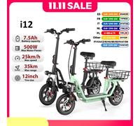 Scooter elettrico iScooter con sedile e cestino, eScooter pieghevole da 500 W, 36 V 7,5 Ah, portata massima di 35 km, monopattino per mobilità per adulti i12