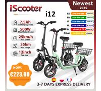 Scooter elettrico iScooter i12 con sedile e cestino Scooter pieghevole da 12 pollici 500W 36V 7.5Ah Gamma massima 35 km Scooter per mobilità green