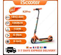 Scooter elettrico IScooter K2Pro per età 6+, motore 150 W Batteria 18 V 2,6 Ah, velocità massima 16 km/h Portata 6/9 km, pneumatici da 6 pollici Scooter per bambini