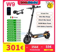 Scooter elettrico iScooter W9 da 10 pollici 1000W 48V14Ah 35-45 km Portata 45 km/h Velocità massima Pneumatici fuoristrada Trasmissione posteriore Freni a doppio disco NEW W9