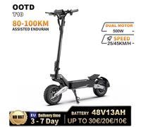 Scooter elettrico OOTD T10 900W Potenza di picco 48V13AH Set di grandi dimensioni per scooter elettrico da città Set LED per e-scooter portatile da 11 pollici