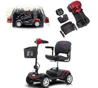 Scooter elettrico per adulti, scooter elettrico a 4 ruote, 6 km/h, portata 265 libbre, scooter per tutti i terreni, sedile girevole, faro anteriore, cestino, caricabatterie incluso,Red