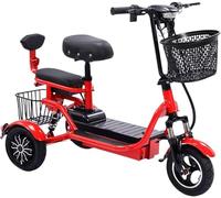 Scooter Elettrico Pieghevole E Leggero A 3 Ruote, Scooter per Adulti, Scooter da Viaggio Disponibile per Il Ritiro E La Riconsegna dei Bambini, con Caricabatterie E Cestino, Red, 25km