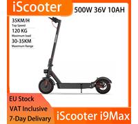 Scooter elettrico pieghevole IScooter i9 Max 10" - 500 W 36 V 10 Ah, portata 30-35 km, 35 km/h, doppia sospensione, Smart APP, Nero