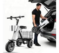 Scooter Elettrico Portatile, Scooter Elettrico Da Viaggio A 4 Ruote, Elettrico Pieghevole Disabili Ultraleggera, Doppia Sospensione, Retromarcia E Interruttore A Chiave(With Two Baskets)