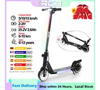 Scooter elettrico RCB R12 per bambini dai 6 ai 12 anni, luci colorate, scooter elettrico pieghevole da 6,5", display a LED, scooter elettrico leggero Black