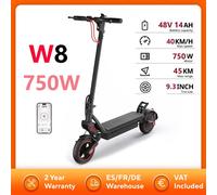 Scooter elettrico W8 750W 48V 14Ah Batteria EScooter 9,3 pollici 40 km/h Velocità massima 45 km Gamma massima Controllo APP Monopattini elettrici