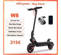Scooter elettrico W8 9.3 "Pneumatico 750W 48V 14Ah Portata 40 km Doppia sospensione Controllo app 40 km/h Scooter elettrici con luce ambientale laterale W8