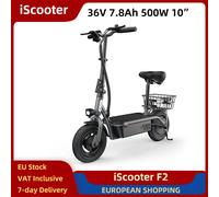 Scooter F2 Scooter elettrico 500W 36V 7.8Ah 10 "Pneumatico pieghevole E-scooter posteriore con cestino del sedile Freno a disco 30 km/h 25-30 km