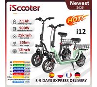 Scooter elettrico iScooter con sedile e cestino, eScooter pieghevole da 500 W, 36 V 7,5 Ah, portata massima di 35 km, monopattino per mobilità per adulti i12