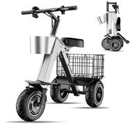 Scooter Leggeri Per Anziani Scooter Da Viaggio Con Caricabatterie, Con Retromarcia E Interruttore A Chiave, Portata 30-50, Comodo Per I Viaggi, Compatto E Leggero(With Two Baskets)