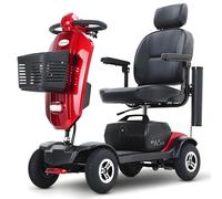 Scooter per disabili per anziani e adulti, sedia a rotelle elettrica pieghevole, scooter per disabili a 4 ruote con lunga autonomia, capacità di 300 libbre,Red