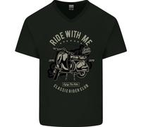 Scooter Ride With Me Moto MOD Maglietta In Cotone A V Per Uomo