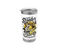 Scooter sulla spiaggia Retro Vintage Stile Distressed Design Bicchiere termico in acciaio inox doppia parete