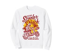 Scooter sulla Spiaggia Retro Vintage Stile Distressed Design Felpa