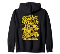 Scooter sulla Spiaggia Retro Vintage Stile Distressed Design Felpa con Cappuccio