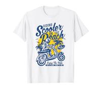 Scooter sulla Spiaggia Retro Vintage Stile Distressed Design Maglietta
