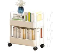 SCOOVY Carrello portatutto a 2 livelli,Libreria con Ruote 2 Ripiani - Scaffale per libri mobile per organizer per libri per bambini Studenti, carrello con rotelle per cartelle per librerie a 2 livelli