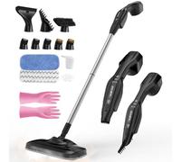 Scopa a Vapore, Lavapavimenti a Vapore Multiuso con 2 Panni in Fibra Grossa/Microfibra, 17 Accessori, 2 Modalità Vapore, Girevole, Rimovibile, Disinfetta e Rimuove lo Sporco, per Tutti i Pavimenti