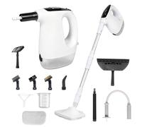 Scopa a vapore, pulitore a vapore portatile, 1200 W, include 15 accessori per la pulizia, adatto per pavimenti in legno, piastrelle, malta, mobili, pulizia di tappeti