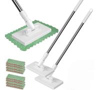 Scopa con frange 2025 con sistema di serraggio a pressione, senza lavaggio a mano, cambio con semplice pressione di un pulsante, serraggio automatico del panno, scopa con 4 panni in microfibr