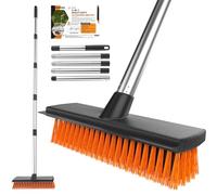 Scopa con manico, scopa da strada con manico telescopico, scopa da strada con testa in setole dure da 30 cm e spazzola, manico lungo 145 cm, scopa da esterno, scopa da giardino per giardino, terrazza