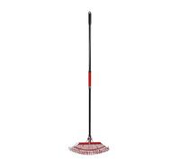 Scopa da giardino 2 in 1 con pinza di raccolta 25 denti in acciaio, manico in alluminio, rosso e nero