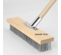 Scopa da giardino con setole rigide in metallo per rimuovere erbacce e muschio, resistente anche su doccia, parete, garage, cortile, patio (solo testa 20,3 cm)