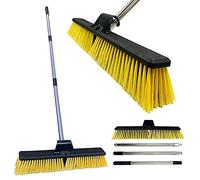 Scopa da giardino resistente per esterni, con testa grande da 61 cm con setole rigide e manico in metallo, per spazzare il cortile, il giardino e il terrazzo