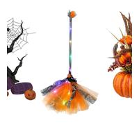 Scopa Da Halloween Oggetto Di Scena Ornamento A Mano Con Luce LED Luminoso
