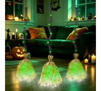 Scopa da strega decorativa per Halloween, 90 cm, scopa magica luminosa con suono (A)