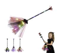 Scopa Da Stregas Per Bambini, Scopa Stregas Halloween Con Luce LED, Scopas DaStrega Illuminata Accessorio Cosplay, Accessorio Per Costume Gioco Di Ruolo Per Feste, Mascherate, Spettacoli Teatrali(A)