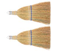 Scopa di paglia 2 pezzi: scopa portatile per la polvere, scopa decorativa in