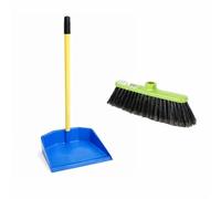 SCOPA E PALETTA con Manico Lungo - Scopa con Setole Piumate, Leggera e Sottile, Efficace per Fessure - Paletta Alzaimmondizia in Plastica, per Casa, Ufficio, Garage e Non Solo