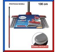 Scopa in Gomma Antiurto con Manico Bastone Telescopico 130cm Proteggi Mobili