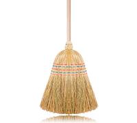 Scopa in Saggina Classica 4 Cuciture, Manico Legno Naturale. Extra quantità di saggina 00007