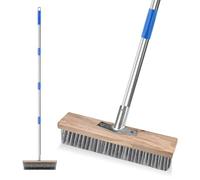 Scopa metallica con manico, 160 cm, robusta scopa in acciaio e scopa da strada con manico, robusta spazzola metallica per la rimozione di muschio erbacce e alghe per terrazze, cortili, giardini