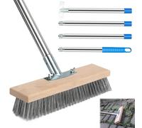 Scopa Metallica con Manico Regolabile 160cm, Spazzolone Acciaio Inossidabile Esterni, Spazzola Pavimenti Giardino & Terrazza, Scopa Metallo per Rimuovere Muschio, Erbacce, Macchie Ostinate