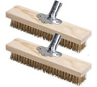 Scopa Metallica per Giardino 2 Pezzi scopa per esterni con ingresso per manico in legno forno pizza attrezzi scopa rigida pavimenti per Rimuovere Muschio da Giardino, Macchie Ostinate - 30cm