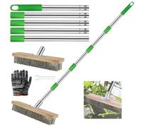 Scopa Metallica Per Giardino Con Manico 190cm, Filo Metallico 30cm - Per Rimuovere Erbacce, Muschio e Macchie Ostinate - Spazzola Esterni Per Patio, Terrazza