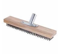 Scopa Metallica per Giardino da 30 cm, Testa di Scopa in Setole di Metallo Rigido con Ingresso per Manico in Legno, per Rimuovere Muschio da Giardino, Erbacce, Macchie Ostinate