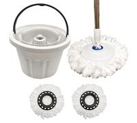 Scopa Mocio 360° con Secchio Rotante Testine Microfibra Lavabili ad Alto Assorbimento Kit Completo per Pavimenti