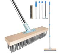 Scopa per Esterni, Spazzolone in Acciaio Inossidabile con Manico Telescopico Regolabile - Idrospazzola per Pavimenti Esterni, Rimozione Polvere e Foglie (Larghezza 30cm)
