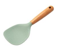 Scopa per riso in silicone con motivo a punti rialzati e manico in legno dimensi