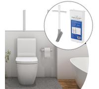 Scopa per WC bianca con manico lungo, salvaspazio, moderna, portatile,