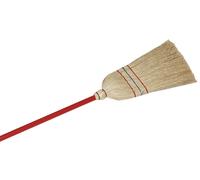 Scopa piccola in paglia intrecciata con manico in legno laccato rosso